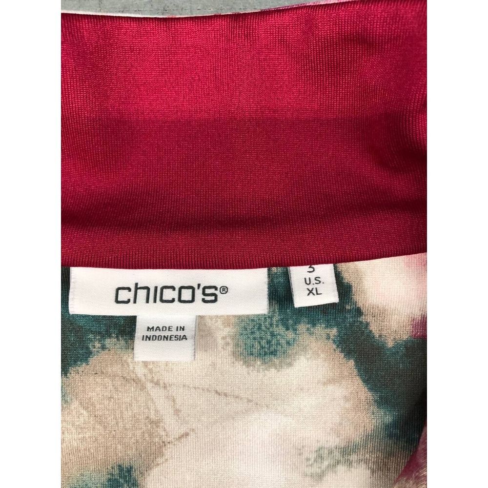 Chicos Floral Sweater Womens XL Purple Flower Tie Dye Quarter Zip - Picture 5 of 9